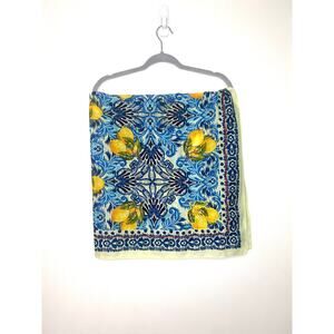 Vismaya x Anthropologie Lemon Icon Scarf Blue Yellow Cotton